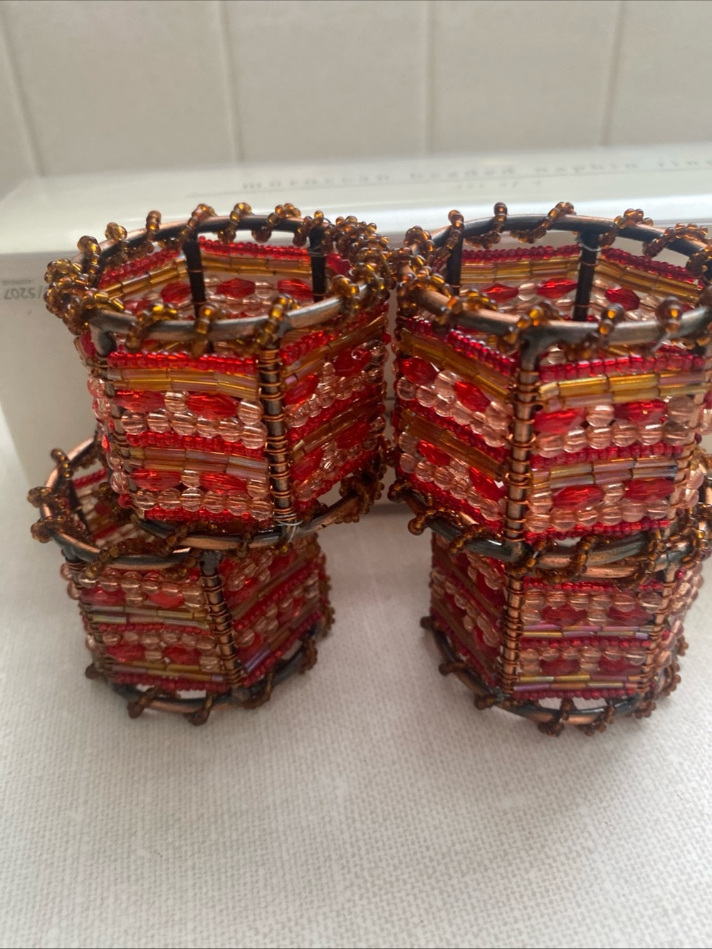 Pier 1 Moroccan Jeweled Napkin Rings Set Of 4 New